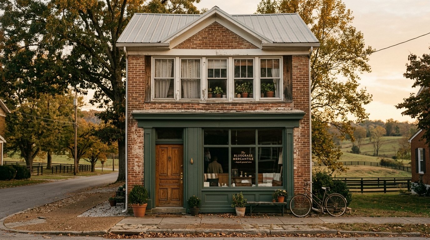 small-business storefront with upstairs flat