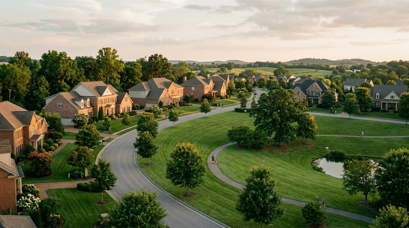 Traditional homes around green space in southwest Lexington