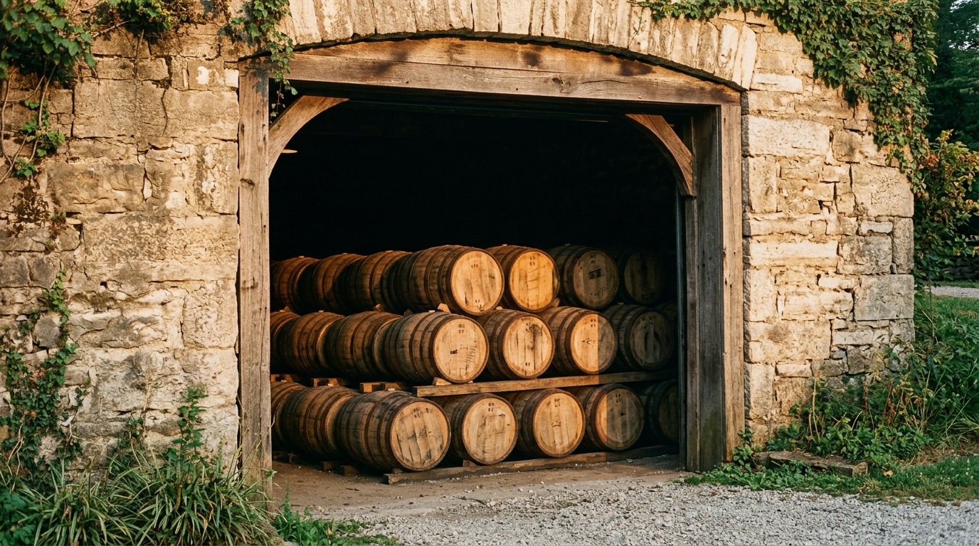 Bourbon barrels in a Kentucky rickhouse