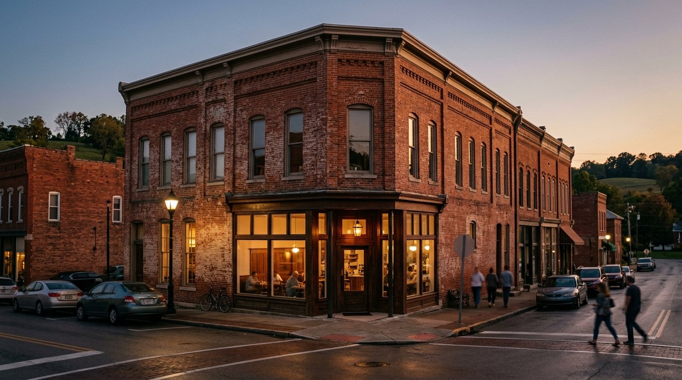 Commercial corner building in a Kentucky downtown