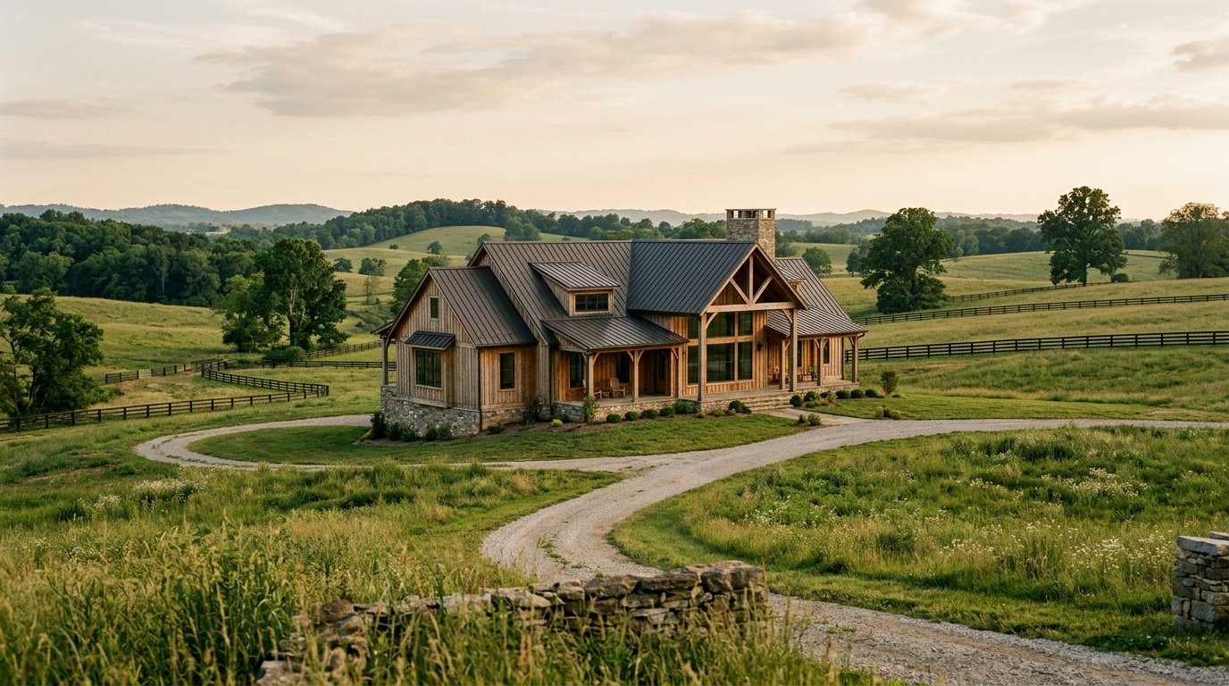 framed new house on open land