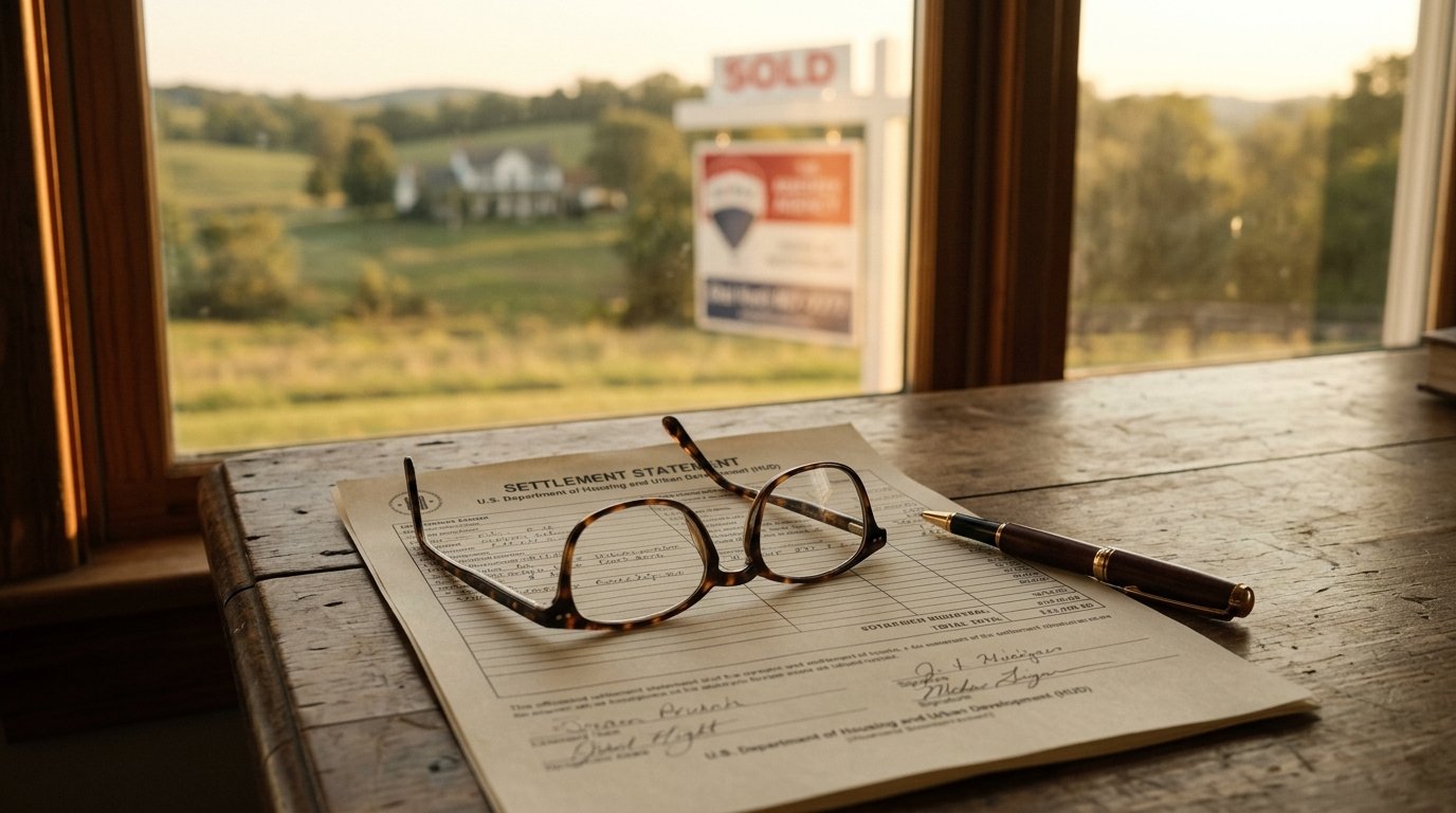 Net-sheet paperwork on a desk, home sale