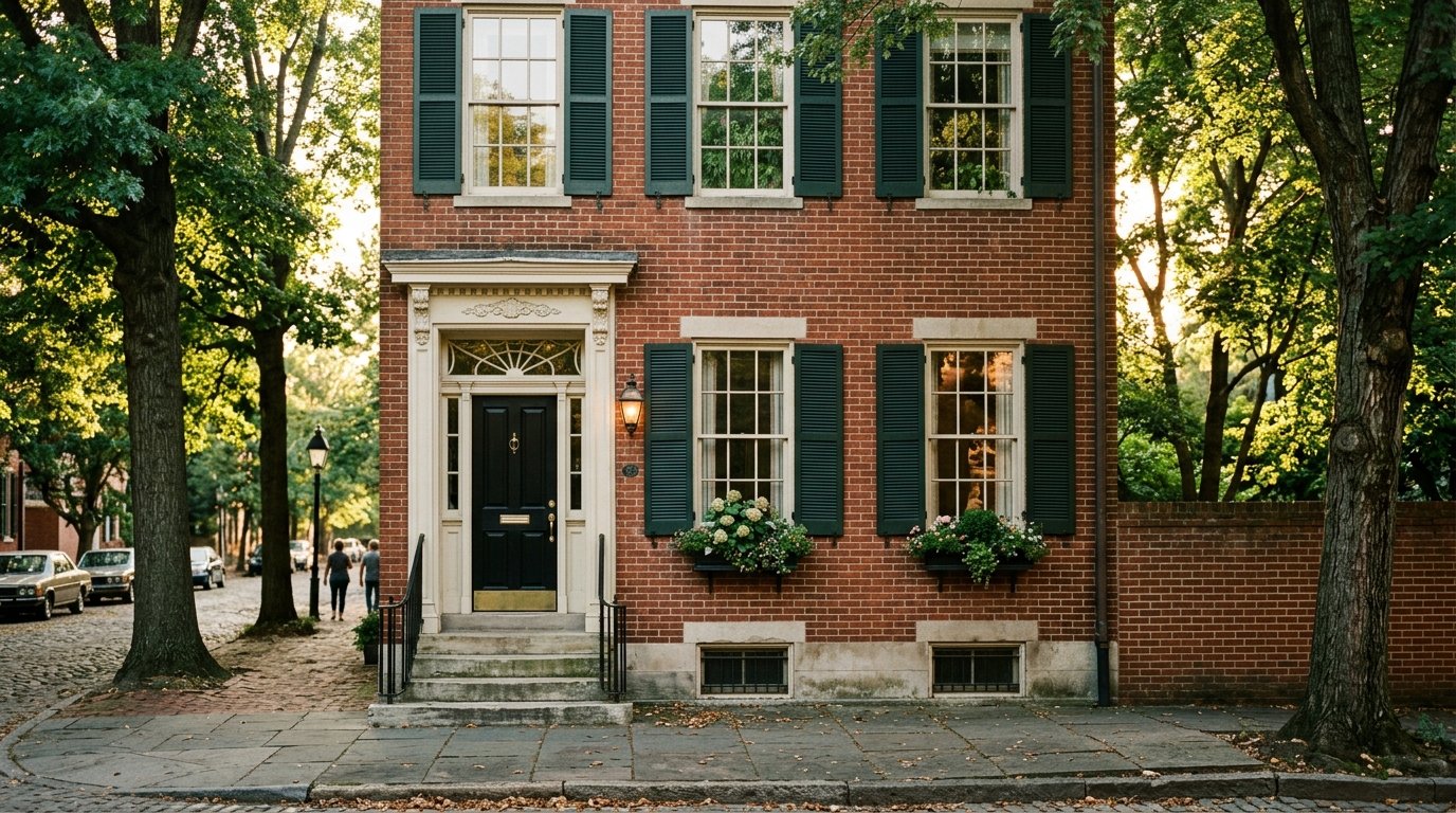 Historic brick home facade in a Kentucky historic district
