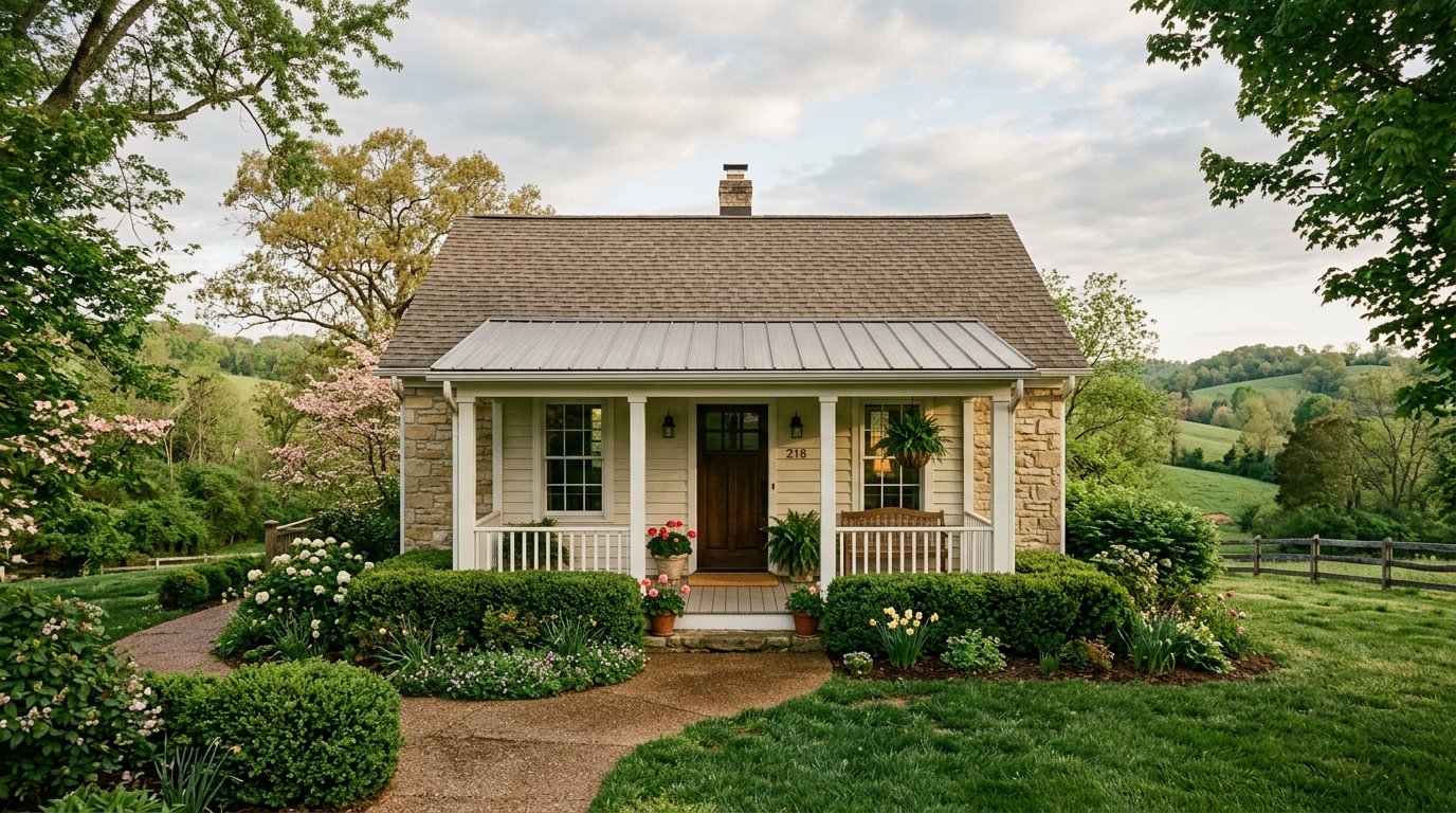 Modest charming Kentucky starter home with tidy porch