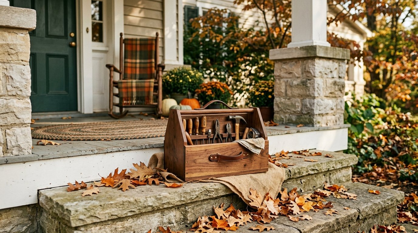 Well-kept toolbox on the steps of a Kentucky home