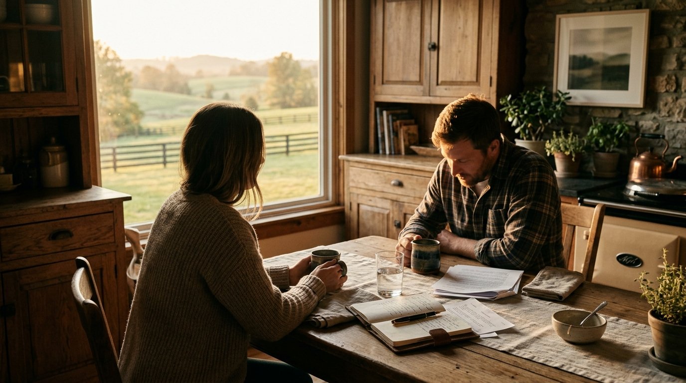 Kitchen-table real estate conversation, Kentucky morning
