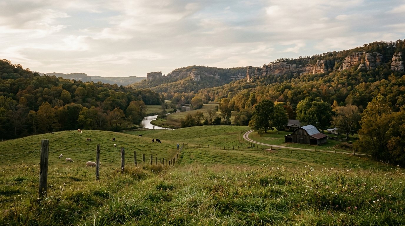 Powell County Kentucky valley with cliffs on the horizon