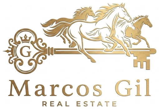 Marcos Gil Real Estate — gold horses and key emblem