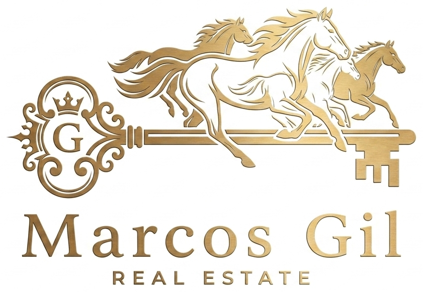 Marcos Gil Real Estate — gold horses and key emblem