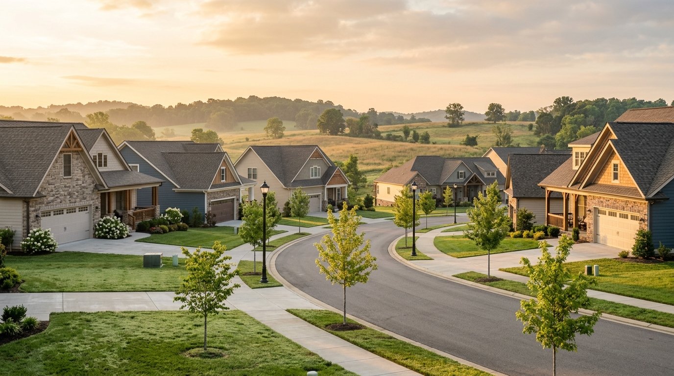 Sunrise over a newer subdivision street on Richmond’s north side