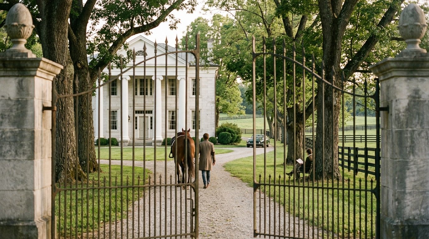 Historic Bluegrass estate through iron gates