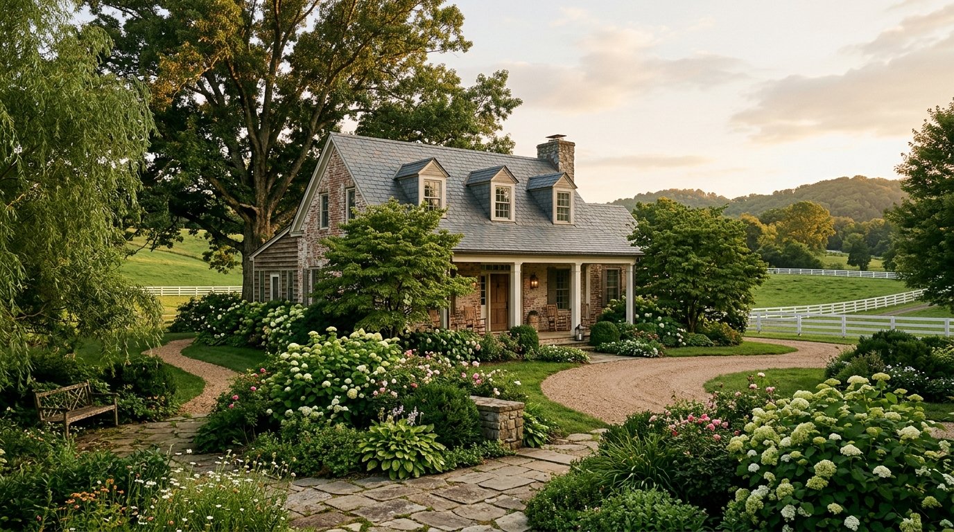 peaceful established Kentucky home with mature garden