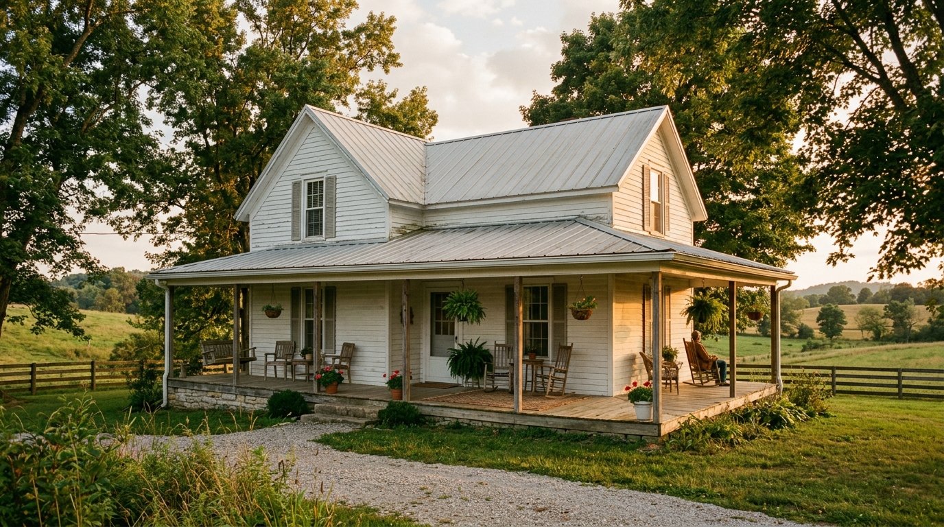 Inherited Kentucky farmhouse under mature trees