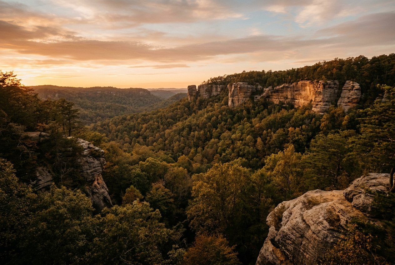 Red River Gorge cliffline at sunset
