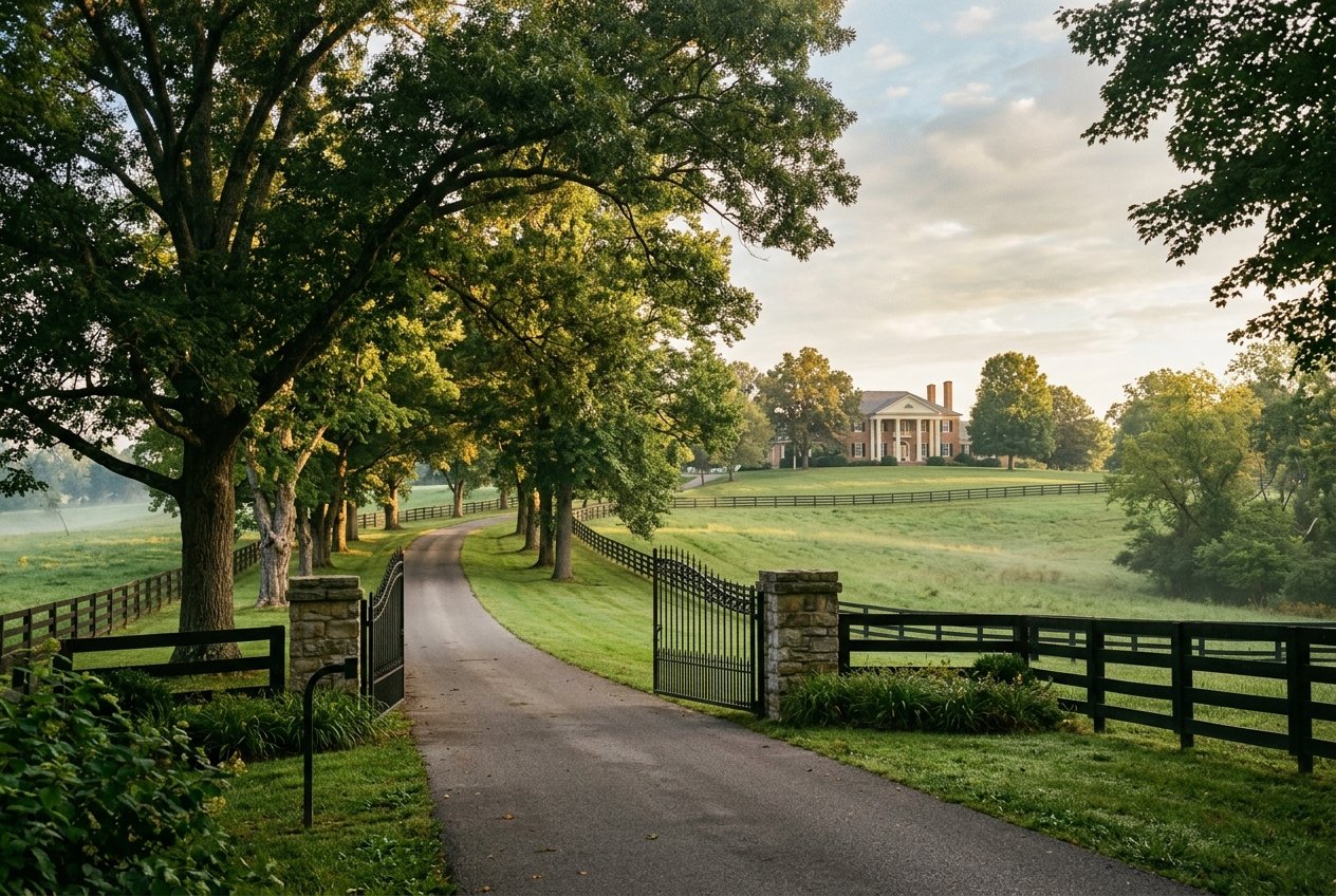 The approach to a Bluegrass estate